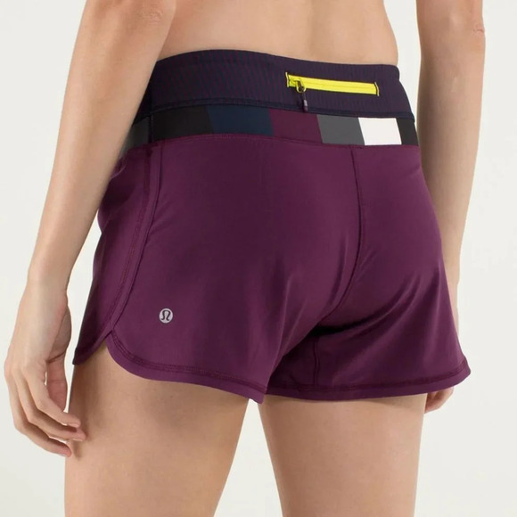 Lululemon Groovy Run Shorts Plum Pow Stripe Angel - Picture 1 of 5